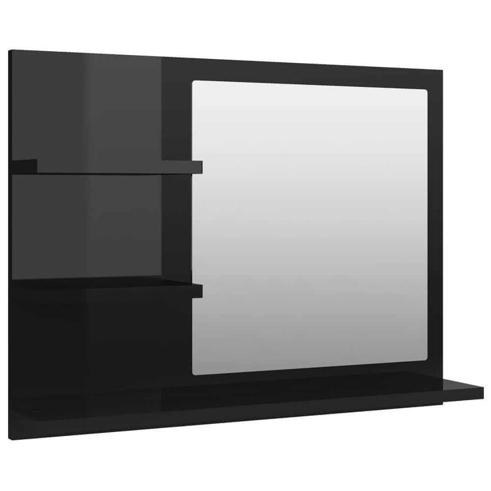 Vidaxl Kúpeľňové zrkadlo, lesklé čierne 60x10,5x45cm, kompozitné drevo